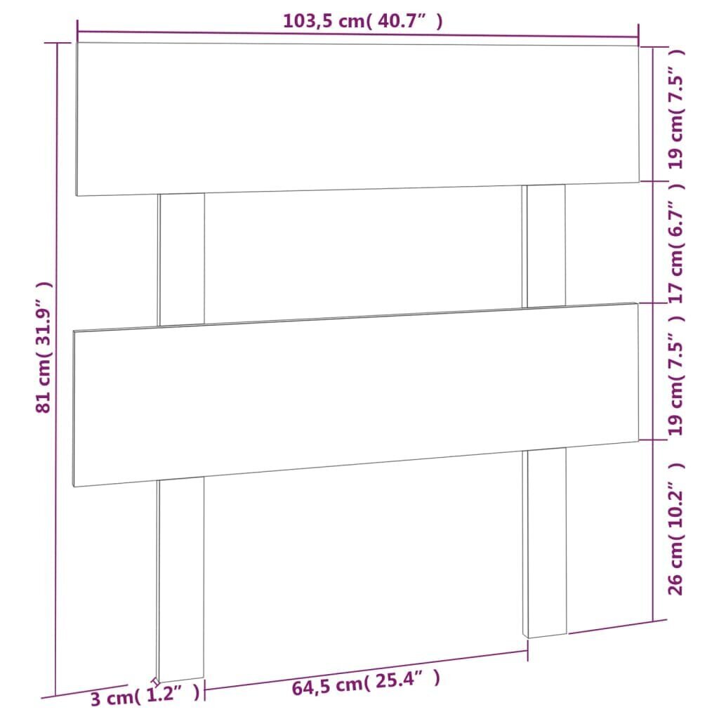 vidaXL voodipeats, hall, 103,5x3x81 cm, männipuit hind ja info | Voodid | kaup24.ee