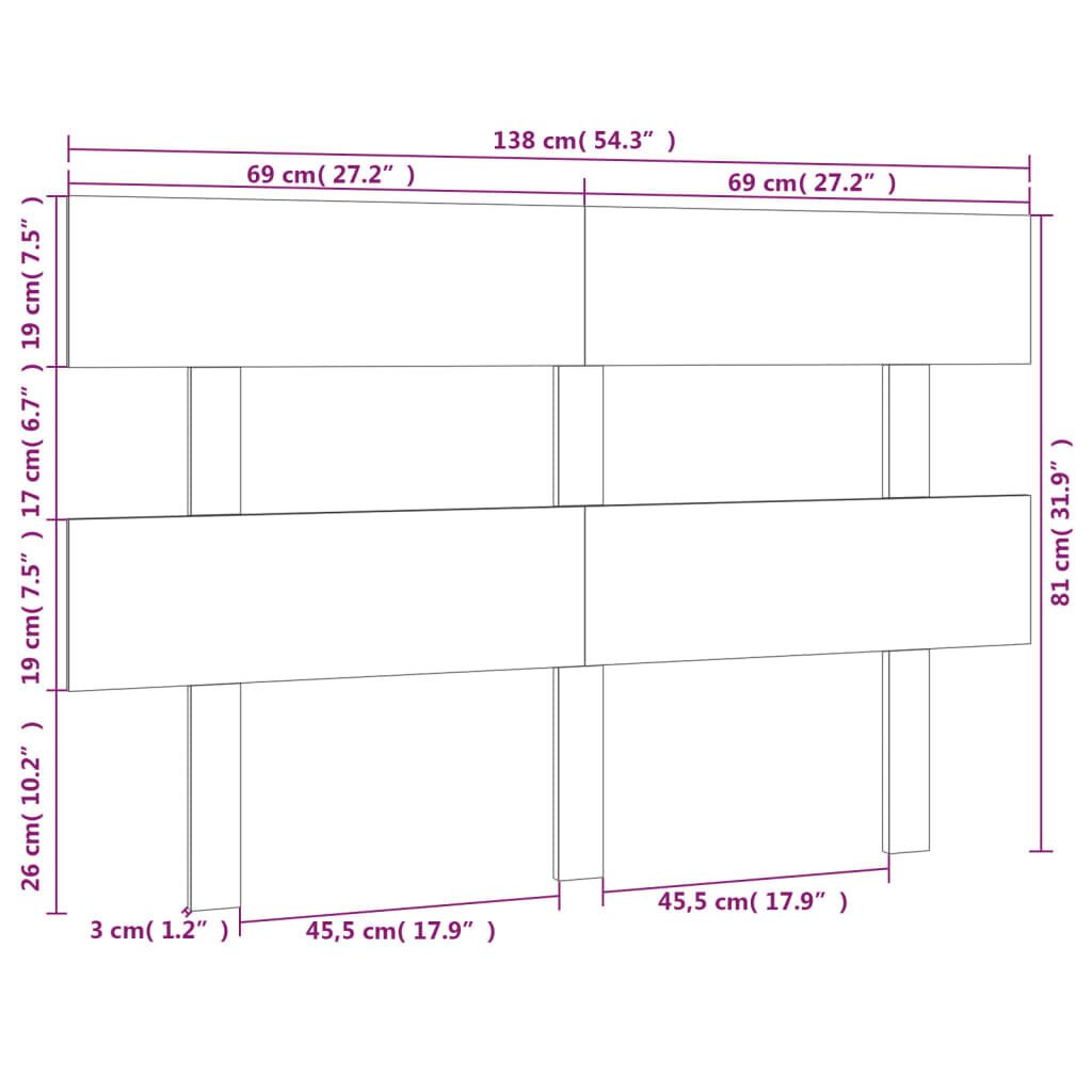 vidaXL voodipeats, 138x3x81 cm, männipuit hind ja info | Voodid | kaup24.ee