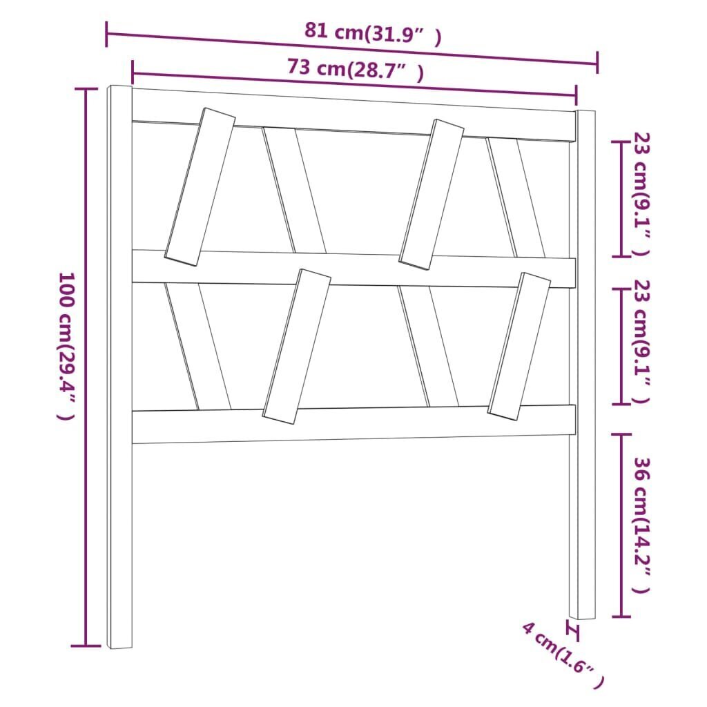 vidaXL voodipeats, meepruun, 81 x 4 x 100 cm, männipuit цена и информация | Voodid | kaup24.ee