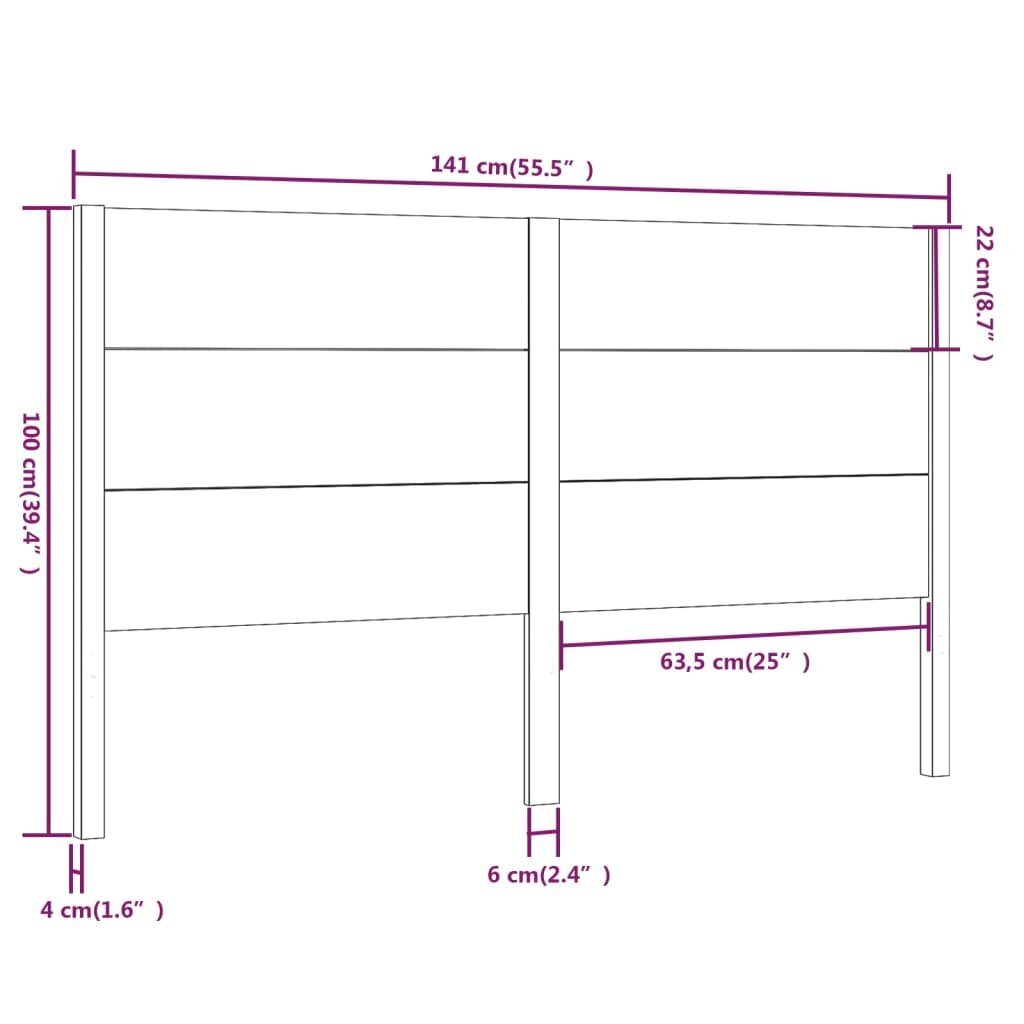 vidaXL voodipeats, valge, 141 x 4 x 100 cm, männipuit hind ja info | Voodid | kaup24.ee