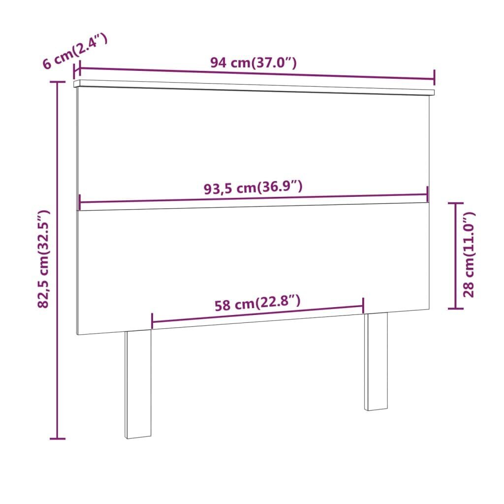 vidaXL voodipeats, valge, 94x6x82,5 cm, männipuit hind ja info | Voodid | kaup24.ee