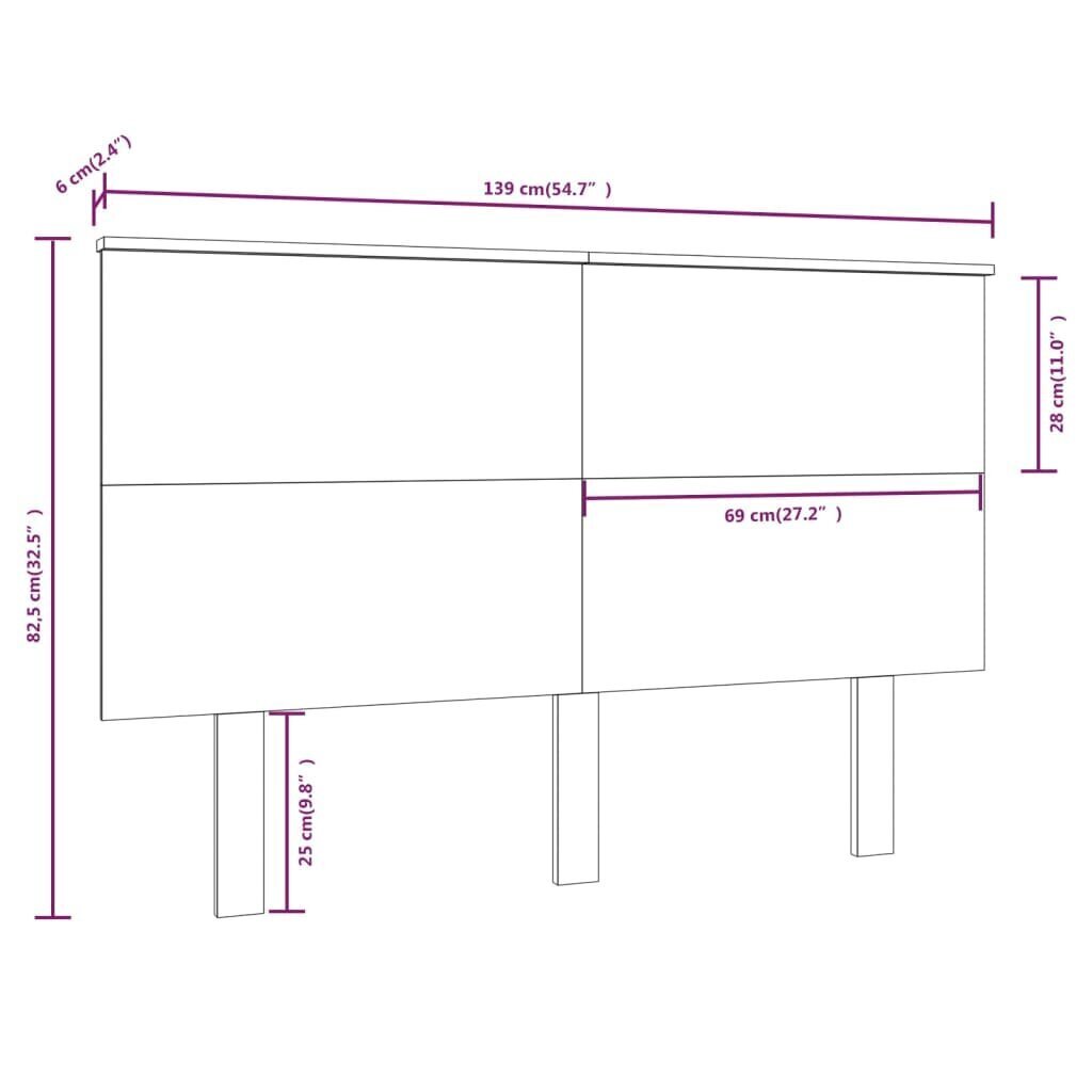 vidaXL voodipeats, valge, 139x6x82,5 cm, männipuit цена и информация | Voodid | kaup24.ee