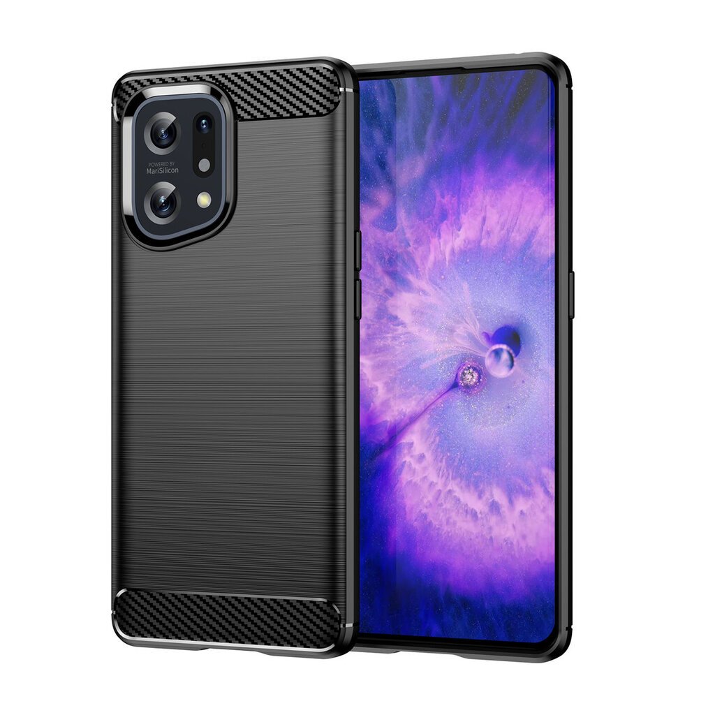 Telefoniümbris Carbon Case flexible cover case Oppo Find X5 black цена и информация | Telefoni kaaned, ümbrised | kaup24.ee