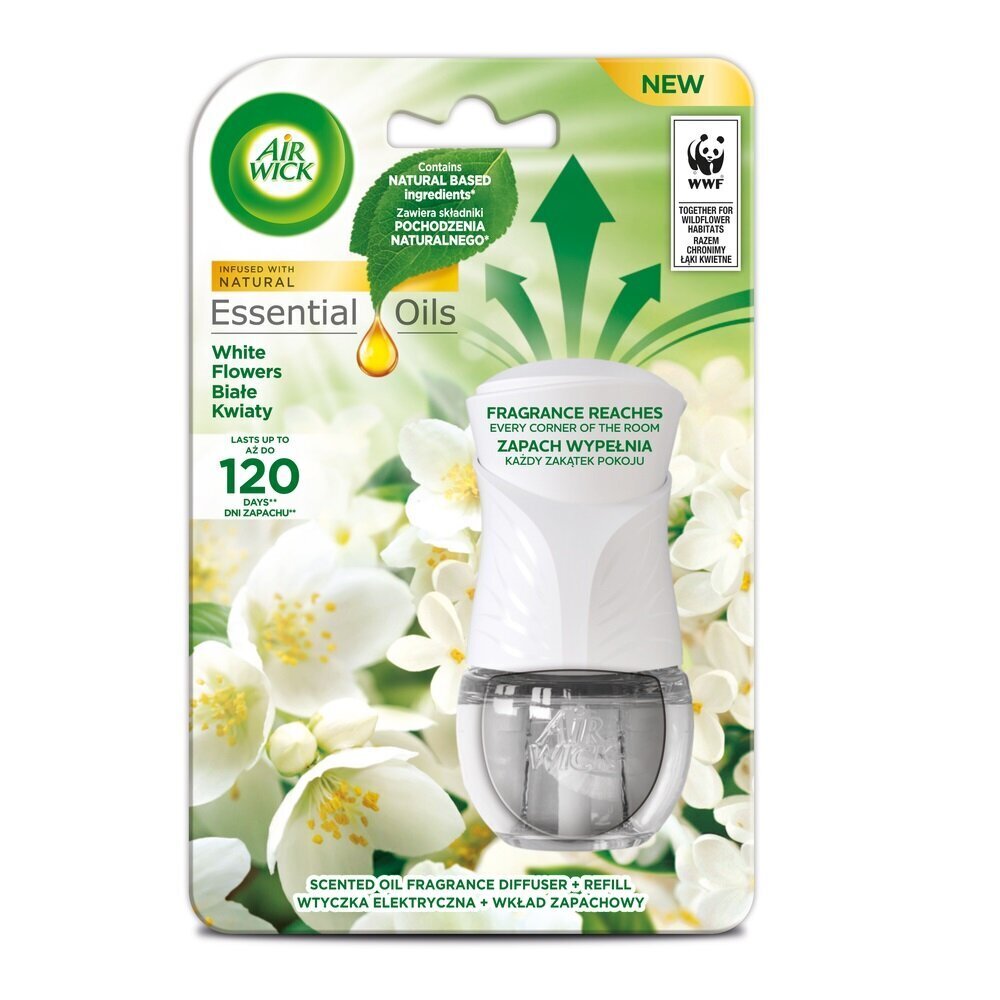 Elektriline õhuvärskendaja ja täide Air Wick Essential Oils White flowers, 19m hind ja info | Kodulõhnastajad | kaup24.ee