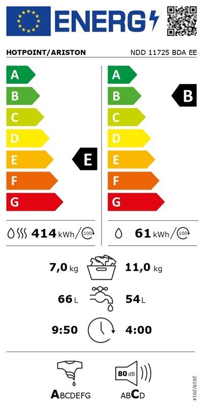 Hotpoint-Ariston NDD11725BDAEE цена и информация | Pesumasinad | kaup24.ee