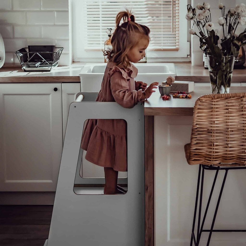 MeowBaby® Köögiabiline Scandi Baby köögiabiline, hall hind ja info | Laste lauad ja toolid | kaup24.ee