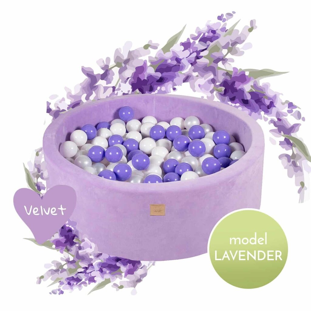 MeowBaby® Lavendli mudeli kuivpallibassein 250 tk ümmargune valmis komplekt hind ja info | Imikute mänguasjad | kaup24.ee