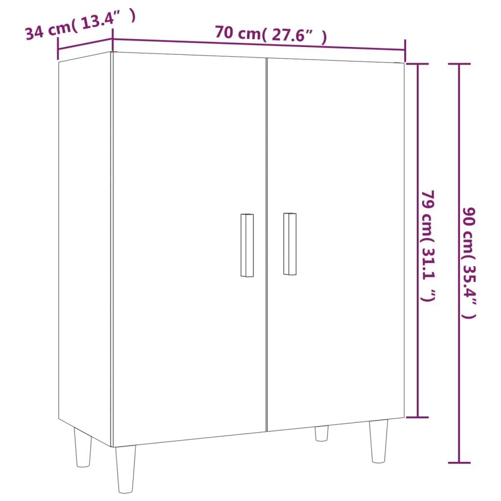 vidaXL puhvetkapp, kõrgläikega valge, 70 x 34 x 90 cm, tehispuit цена и информация | Elutoa väikesed kapid | kaup24.ee