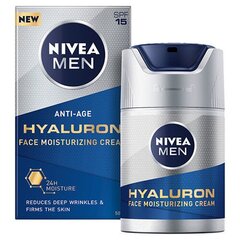 Meeste niisutav kortsudevastane kreem Nivea Men Hyaluron Face Moisturizing Cream SPF 15, 50 ml kaina ir informacija | Näokreemid | kaup24.ee