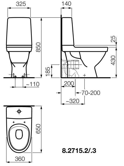 Kombineeritud WC-pott KOMPAS 4,5/3 ltr. (650x360x850 mm) Rimless, horisontaalne äravool, valge цена и информация | WС-potid | kaup24.ee