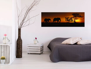 Pilt - Elephant Family (Orange) 150x50 cm hind ja info | Seinapildid | kaup24.ee