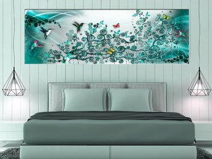 Pilt - Hummingbirds Dance (1 Part) Turquoise Narrow 135x45 cm hind ja info | Seinapildid | kaup24.ee