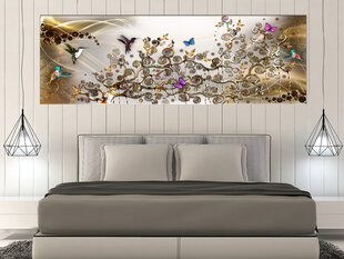 Pilt - Hummingbirds Dance (1 Part) Gold Narrow 135x45 cm hind ja info | Seinapildid | kaup24.ee