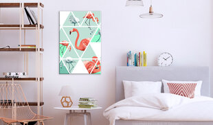 Pilt - Geometric Flamingos (1 Part) Vertical 60x90 cm hind ja info | Seinapildid | kaup24.ee