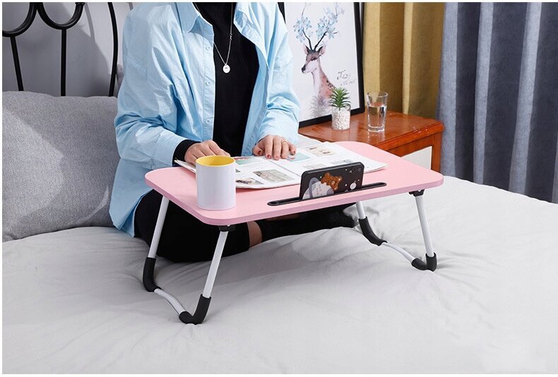 Kokkupandav laud sülearvuti ja tahvelarvuti jaoks, roosa värv цена и информация | Arvutilauad, kirjutuslauad | kaup24.ee