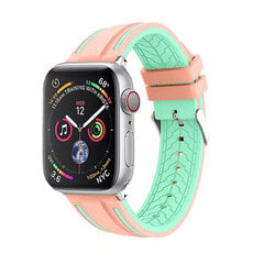 Силиконовый Ремешок RACE для Apple Watch — Розовый/Неоново-Зеленый 38/40/41мм цена и информация | Аксессуары для смарт-часов и браслетов | kaup24.ee