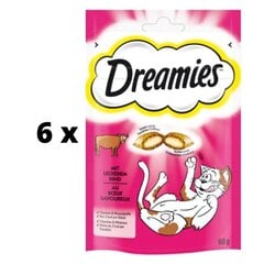 Лакомство для кошек Dreamies, с говядиной, 60 г x 6 шт. упаковка цена и информация | Лакомства для котов | kaup24.ee