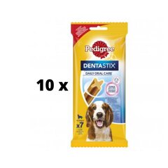 Pedigree Dentastix для средних собак 7 шт., 180г x 10 шт. упаковка цена и информация | Лакомства для собак | kaup24.ee