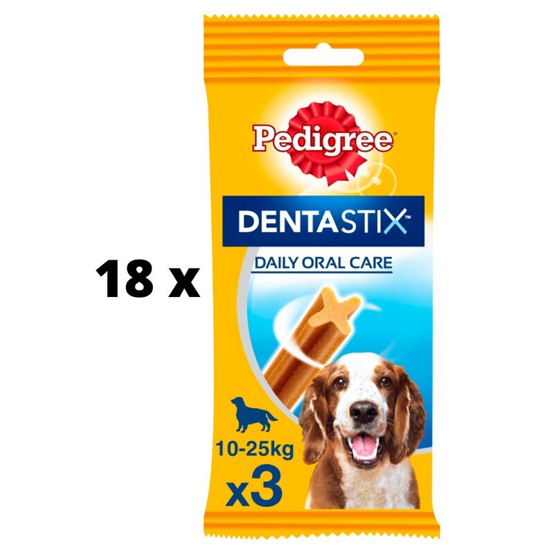 Koerte maiused PEDIGREE Dentastix keskmistele koertele 3 tk., 77g x 18 tk. pakett hind ja info | Maiustused koertele | kaup24.ee