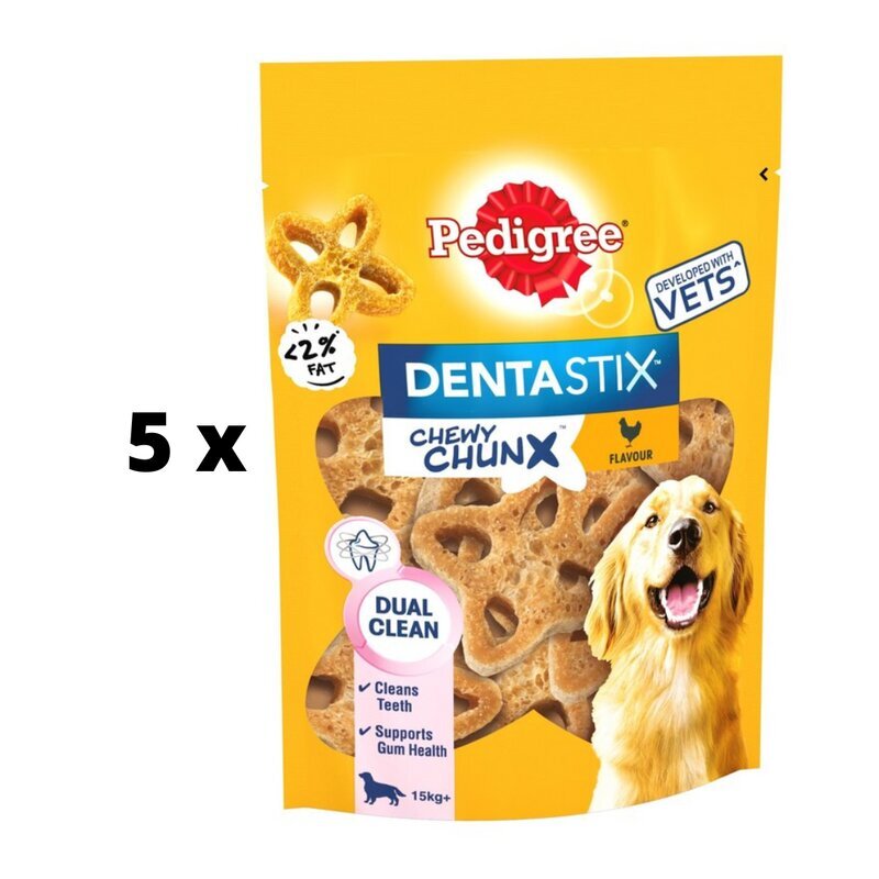 Koera maiused PEDIGREE Dentastix Chewy Chunk Maxi, kanamaitseline, 68 g x 5 tk. pakett hind ja info | Maiustused koertele | kaup24.ee