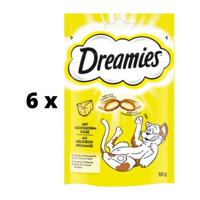 Maiused kassidele DREAMIES, juustuga, 60 g x 6 tk. pakett цена и информация | Maiustused kassidele | kaup24.ee