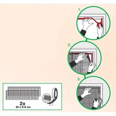 Moskiitovõrk ustele, must, 2x60x210 цена и информация | Москитные сетки | kaup24.ee