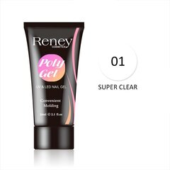 Reney Polygel Acrylgel Super Clear 01 30ml hind ja info | Küünelakid, küünetugevdajad | kaup24.ee