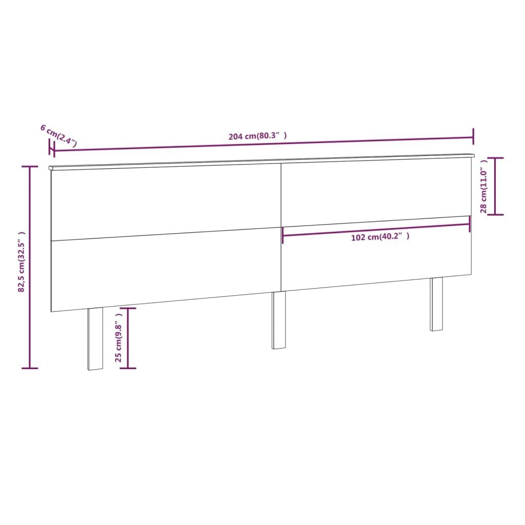 vidaXL voodipeats, valge, 204x6x82,5 cm, männipuit цена и информация | Voodid | kaup24.ee