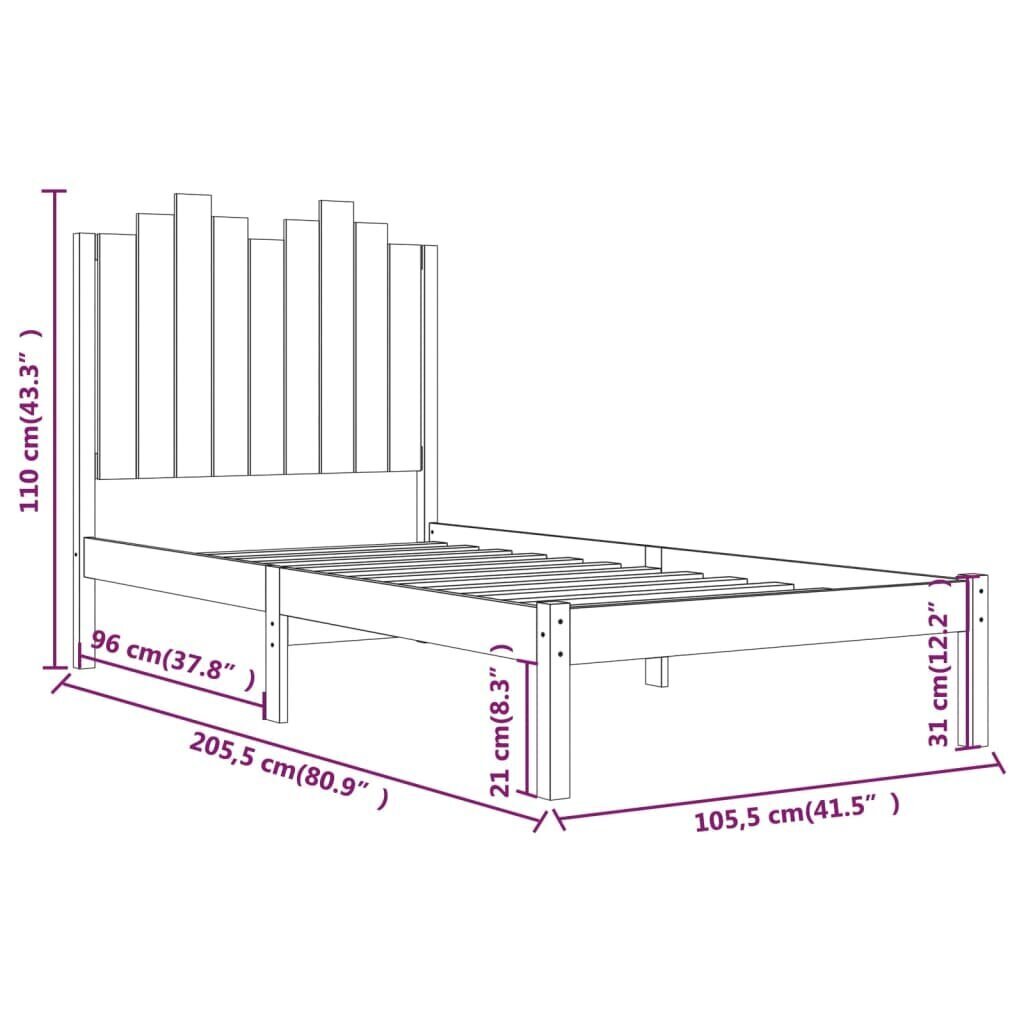 vidaXL voodiraam, valge, männipuit, 100 x 200 cm hind ja info | Voodid | kaup24.ee