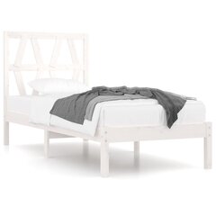 vidaXL voodiraam, valge, täismännipuit, 90 x 190 cm hind ja info | Voodid | kaup24.ee