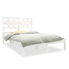 vidaXL voodiraam, valge, täispuit, 120 x 190 cm 4FT väike kahekohaline hind ja info | Voodid | kaup24.ee
