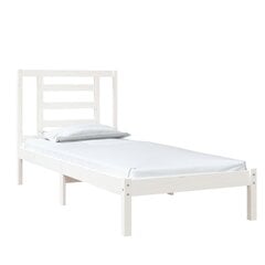 vidaXL voodiraam, valge, täismännipuit, 75 x 190 cm hind ja info | Voodid | kaup24.ee