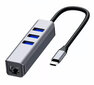 Adapter HUB USB-C Ethernet Gigabit RJ45 3x USB 3.0 hind ja info | USB jagajad, adapterid | kaup24.ee