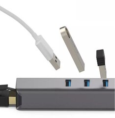 Adapter HUB USB-C Ethernet Gigabit RJ45 3x USB 3.0 цена и информация | Адаптеры и USB-hub | kaup24.ee