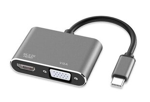 ADAPTER HUB USB-C 2W1 HDMI 4K VGA M1 цена и информация | Адаптеры и USB-hub | kaup24.ee