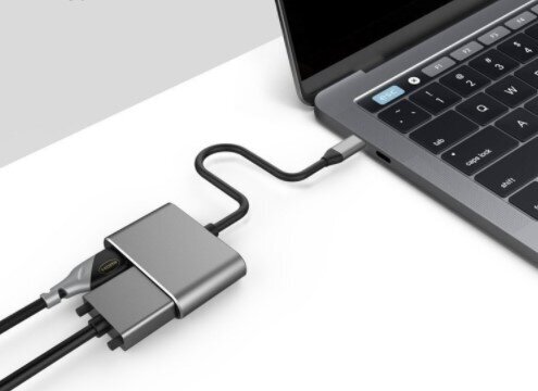 ADAPTER HUB USB-C 2W1 HDMI 4K VGA M1 цена и информация | USB jagajad, adapterid | kaup24.ee