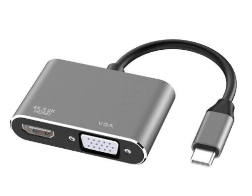 ADAPTER HUB USB-C 2W1 HDMI 4K VGA M1 цена и информация | USB jagajad, adapterid | kaup24.ee