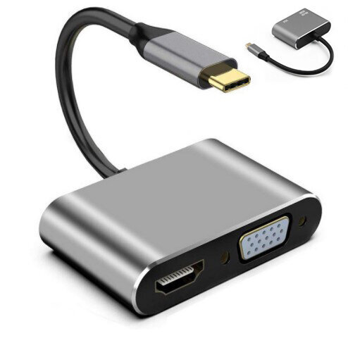 ADAPTER HUB USB-C 2W1 HDMI 4K VGA M1 цена и информация | USB jagajad, adapterid | kaup24.ee