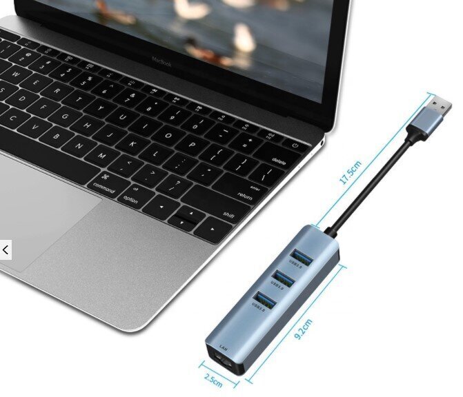Gigabit 3x USB 3.0 LAN 1000Mbs RJ45 цена и информация | USB jagajad, adapterid | kaup24.ee