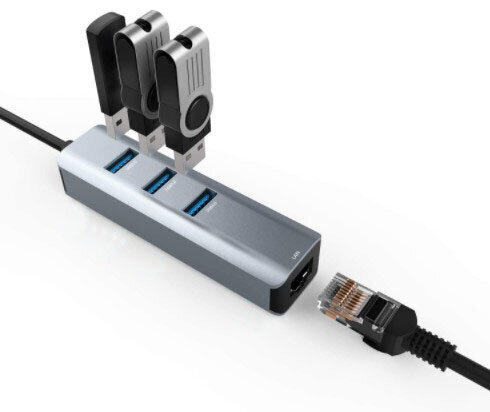 Gigabit 3x USB 3.0 LAN 1000Mbs RJ45 hind ja info | USB jagajad, adapterid | kaup24.ee