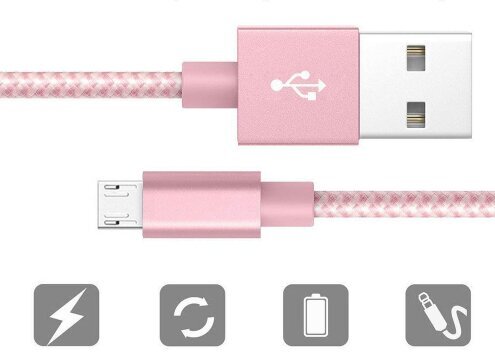 USB-mikrokaabel Zenwire Quick Charge 3.0 1.5m Roosa Samsung S4 S5 S6 S7 J3 J5 J7 Jne. hind ja info | Mobiiltelefonide kaablid | kaup24.ee