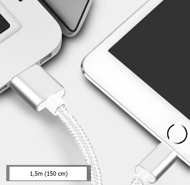 Juhtmega USB laadija LIGHTNING iPad iPhone Quick Charge 3.0 1.5m цена и информация | Mobiiltelefonide kaablid | kaup24.ee