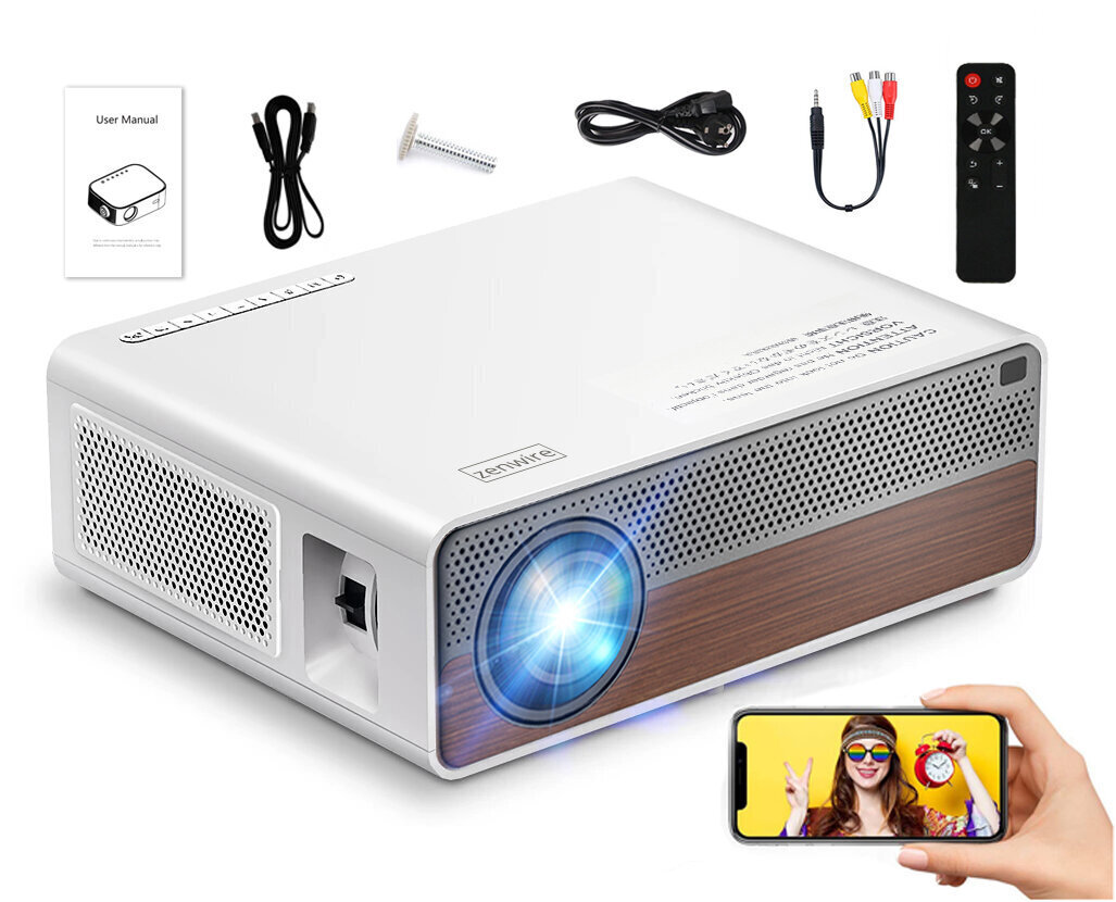 Projektor Full HD 4K 9200lm 5000: 1 300" Android 9.0 WiFi 2.4 / 5 GHz Airplay Miracast Bluetooth 5.1 HDMI / VGA / Audio / LAN Zenwire Q9 hind ja info | Projektorid | kaup24.ee