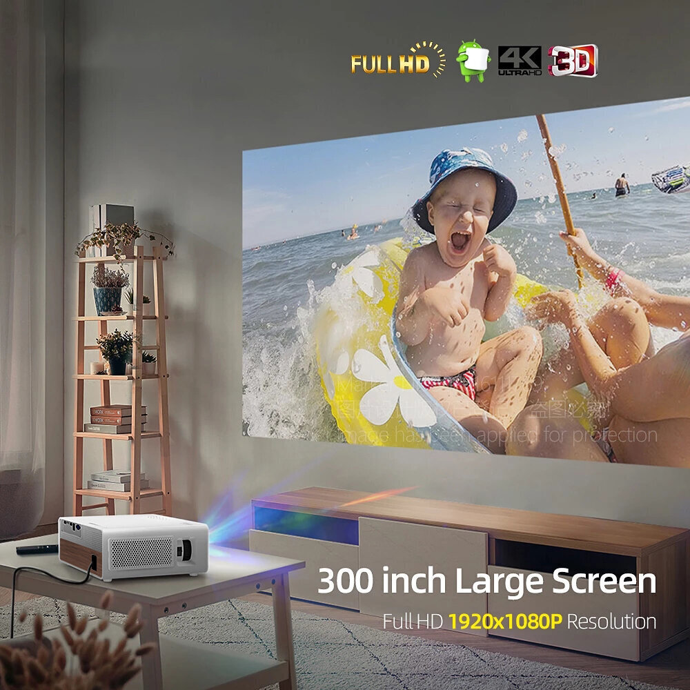 Projektor Full HD 4K 9200lm 5000: 1 300" Android 9.0 WiFi 2.4 / 5 GHz Airplay Miracast Bluetooth 5.1 HDMI / VGA / Audio / LAN Zenwire Q9 hind ja info | Projektorid | kaup24.ee