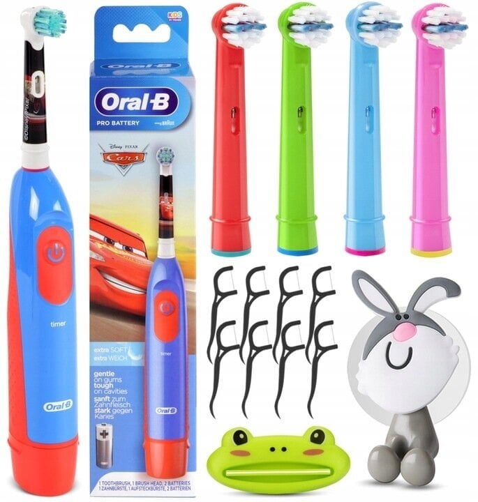 Oral-B Cars Kids hambahari + hambaharjapead + harjahoidja + hambapasta pressija + hambaorkid hind ja info | Elektrilised hambaharjad | kaup24.ee