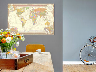 Картина - Cream World Map 120x80 см цена и информация | Картины, живопись | kaup24.ee