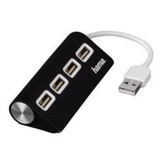 USB jagaja Hama 00012177, USB 2.0 x 4, must hind ja info | USB jagajad, adapterid | kaup24.ee