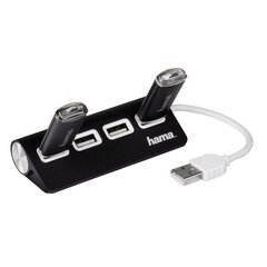 USB jagaja Hama 00012177, USB 2.0 x 4, must hind ja info | USB jagajad, adapterid | kaup24.ee