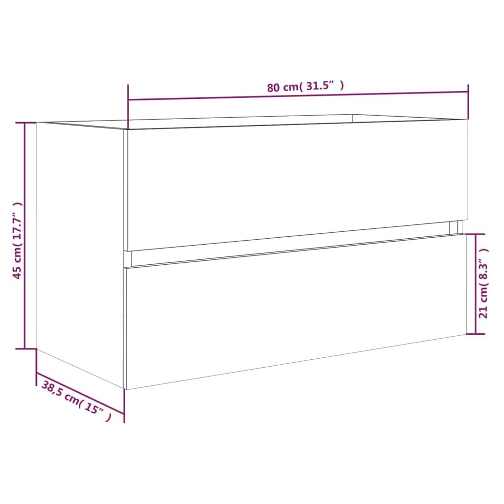 vidaXL valamukapp, suitsutatud tamm, 80 x 38,5 x 45 cm, tehispuit цена и информация | Vannitoakapid | kaup24.ee