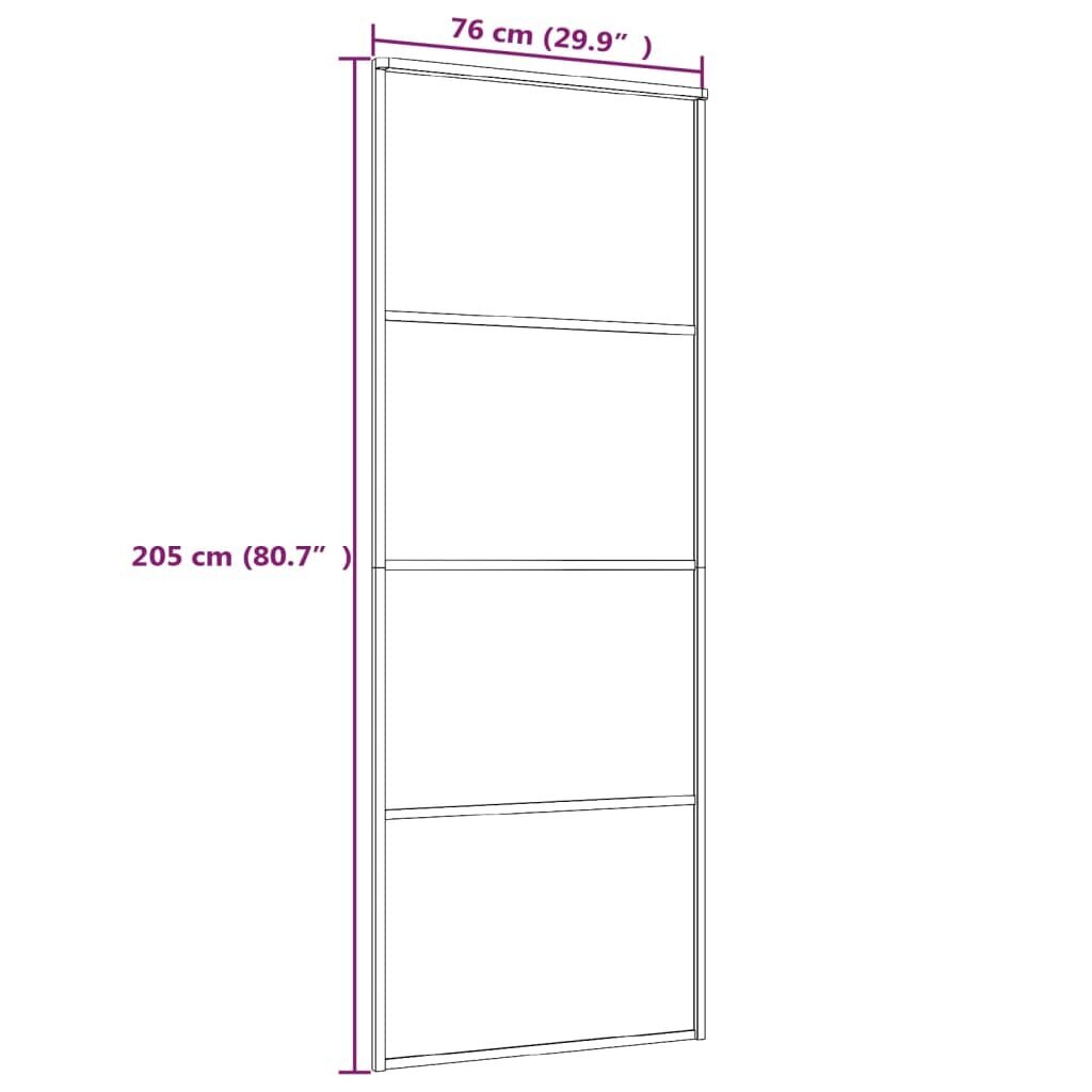 vidaXL liuguks, matt ESG-klaas ja alumiinium, 76 x 205 cm, must hind ja info | Siseuksed | kaup24.ee